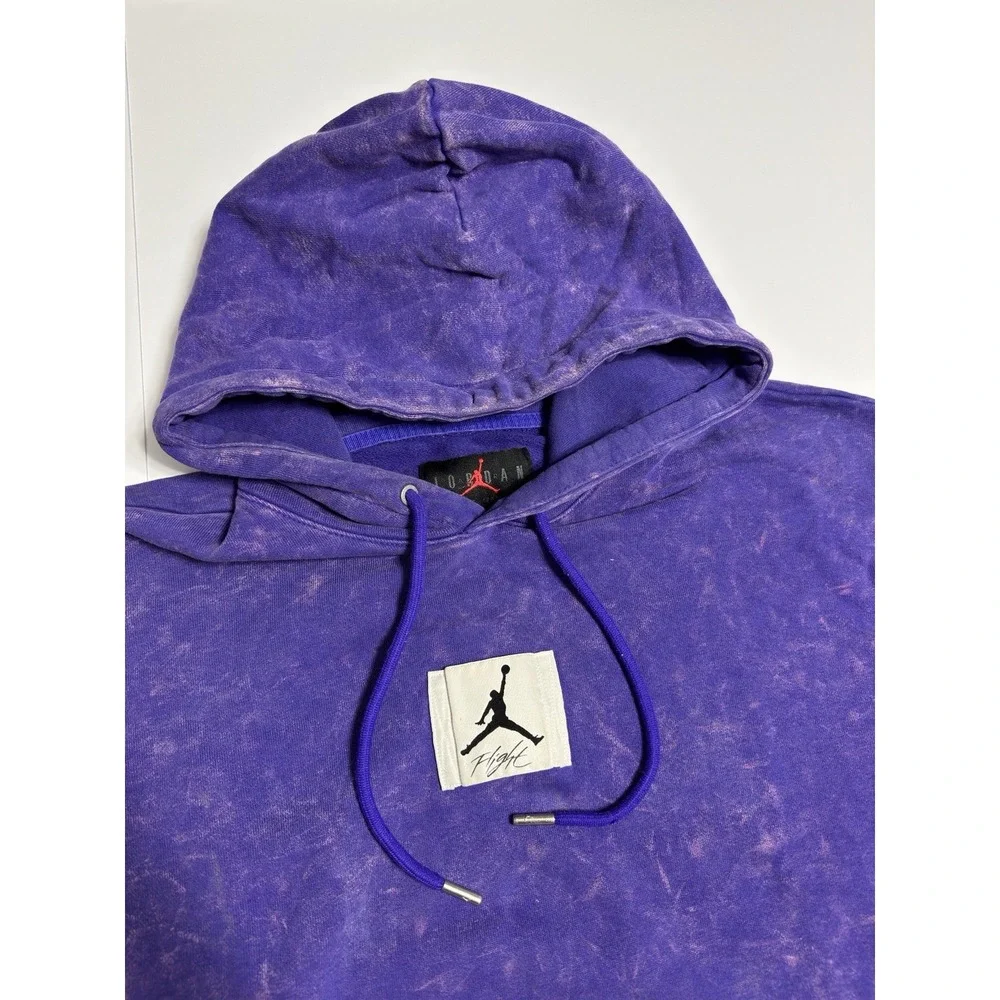 Nike Air Jordan Flight Essential Washed Fleece Hoodie Sz M Concord Purple DR3087